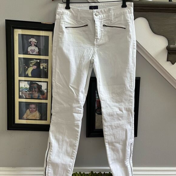 NYDJ White Denim Legging Moto Jeans  sz 2 EUC - Picture 1 of 9